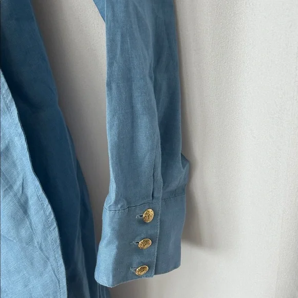 Veronica Beard Sky Blue Linen Long Sleeve Shirt Dress **Size 6** 🌸🌸 - Picture 5 of 6
